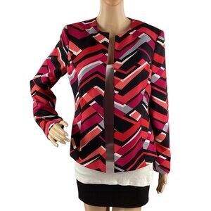 Kasper Geometric Print Blazer Jacket Multicolor Size 6